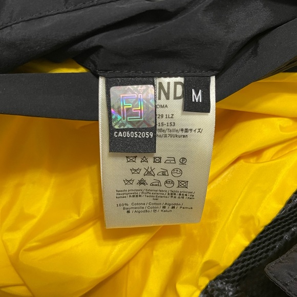 NWT Men’s Medium Fendi Logo-hood Technical Ski Down Jacket In Black/Yellow/White - Picture 12 of 16